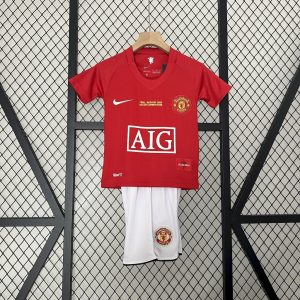 Manchester United 2007/08 Home Kinder Retro Trikot und Shorts