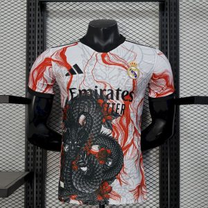 Real Madrid 2025/26 Weiß Schwarzer Drache Sonderausgabe Trikot Spieler Version