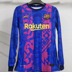 Barcelona 2021/22 Dritte authentische lange Ärmel Jersey Spieler Version
