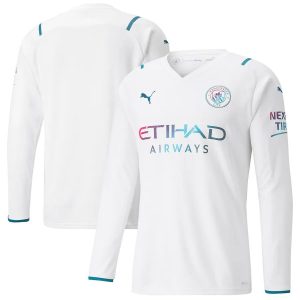 Manchester City 2021/22 Auswärts Authentic Lange Ärmel Jersey Spieler Version
