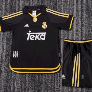 Real Madrid 1998/00 Auswärts Kinder Retro Trikot und Shorts